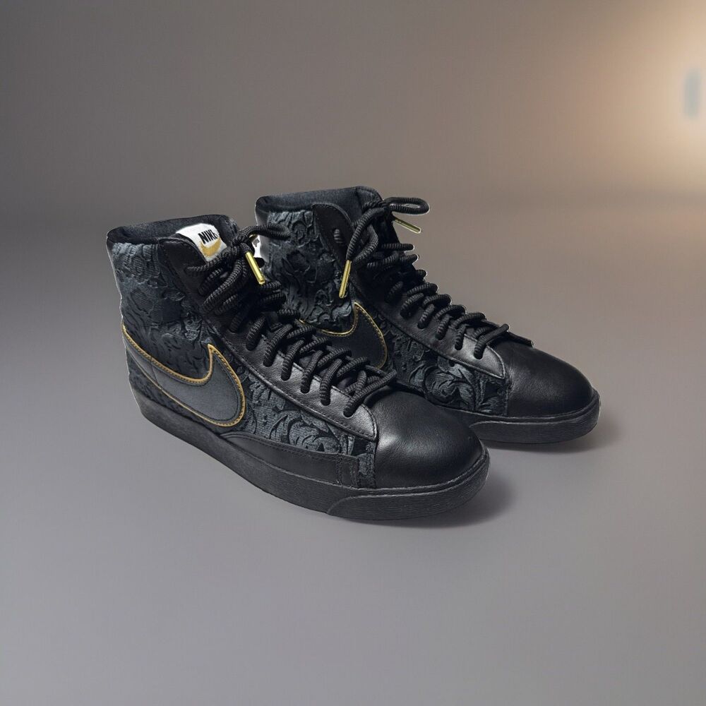 Size 9 - Nike Blazer Mid Black Metallic Gold Women